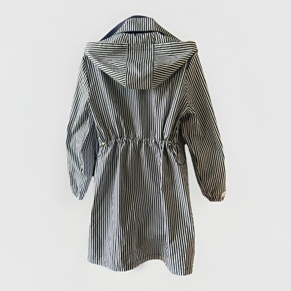 'S MaxMara Trench Rain Coat Reversible Women's Size 6 Nautical Navy Chic Striped - Picture 12 of 16